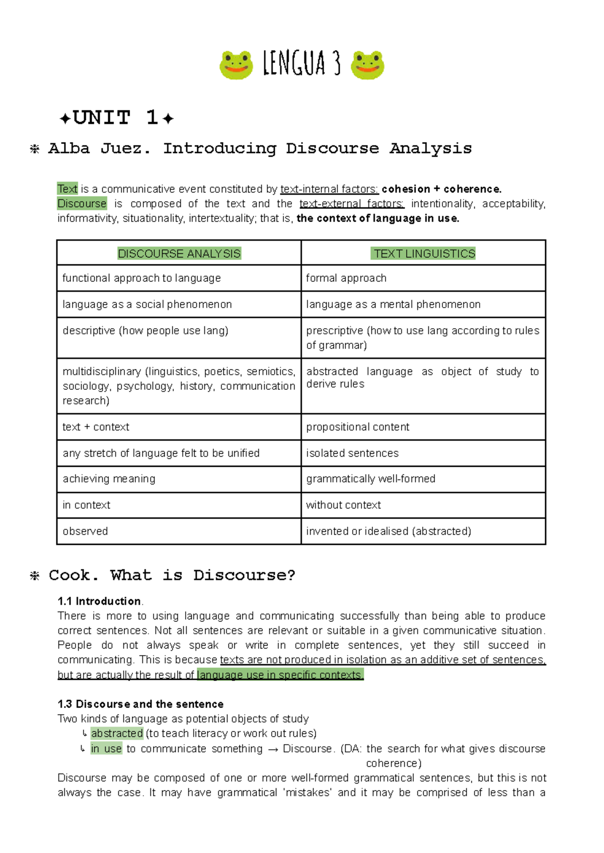 LENGUA 3 - Discourse Analysis Overview and Key Concepts - Studocu