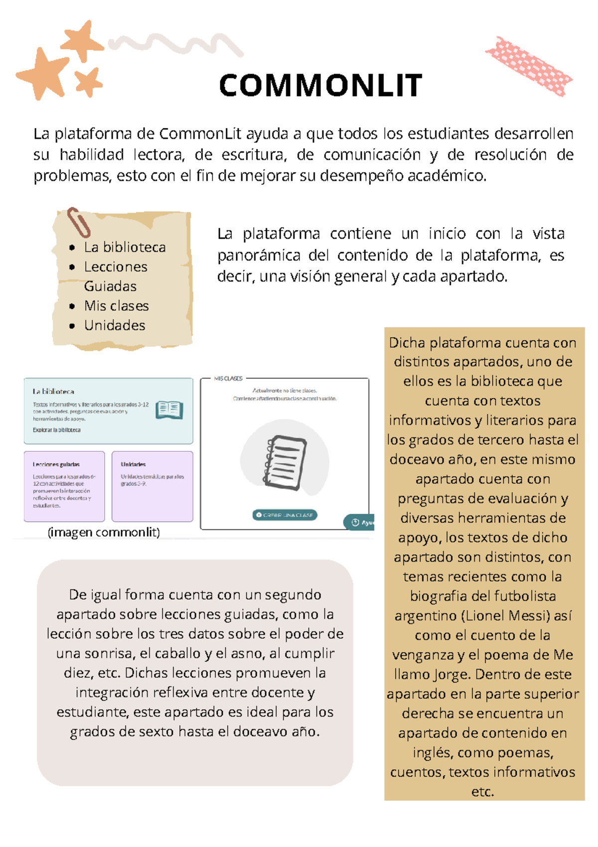 Resumen de la Plataforma Educativa CommonLit - Studocu