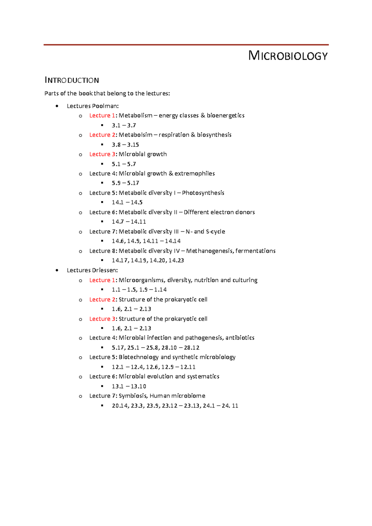 Microbiology Lecture Notes: Key Concepts and Metabolic Pathways ...