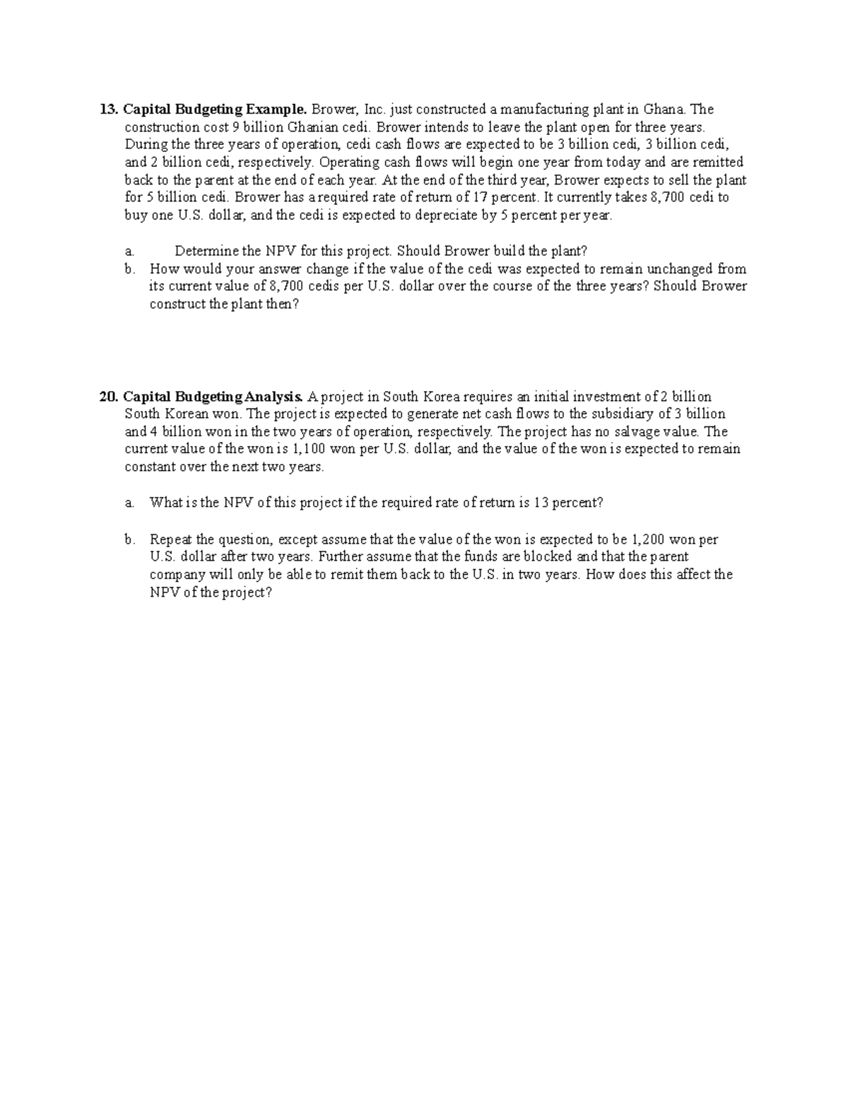 Exercise Chapter 14 - Capital Budgeting & NPV Analysis - TCCTDQG - Studocu
