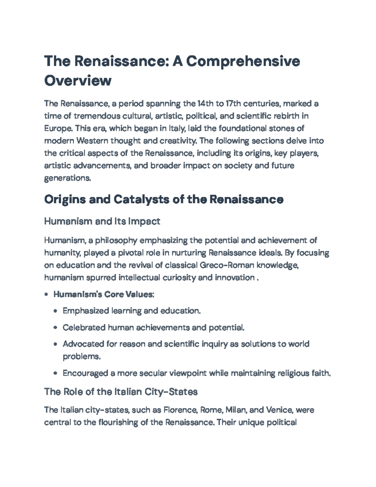Renaissance Overview: Cultural, Artistic, and Scientific Rebirth - The ...
