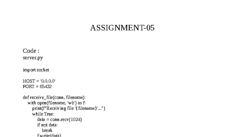 Assignment-05: Python Socket Programming Notes - Studocu
