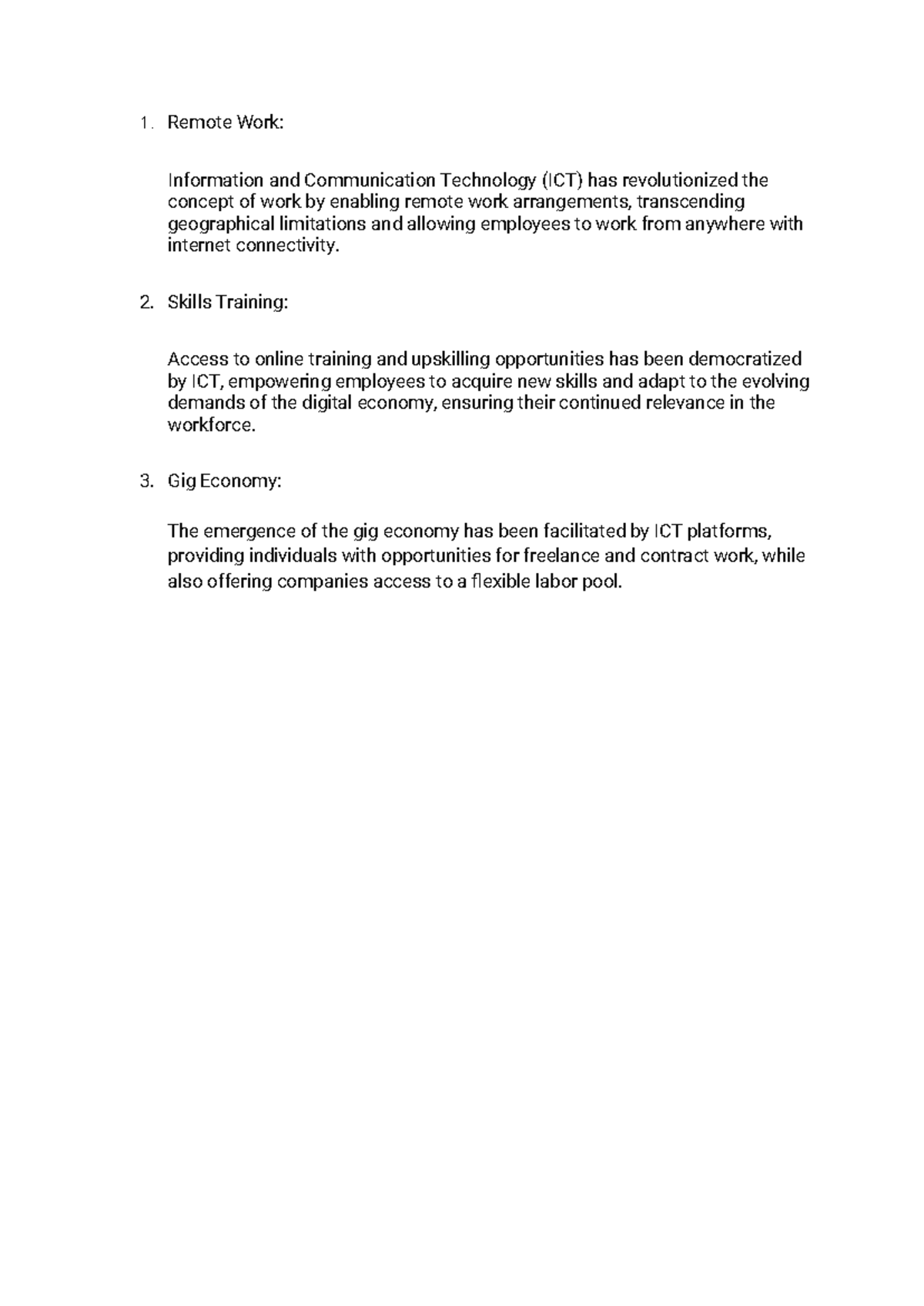 Writing 1 - 1. Remote Work: Information and Communication Technology ...