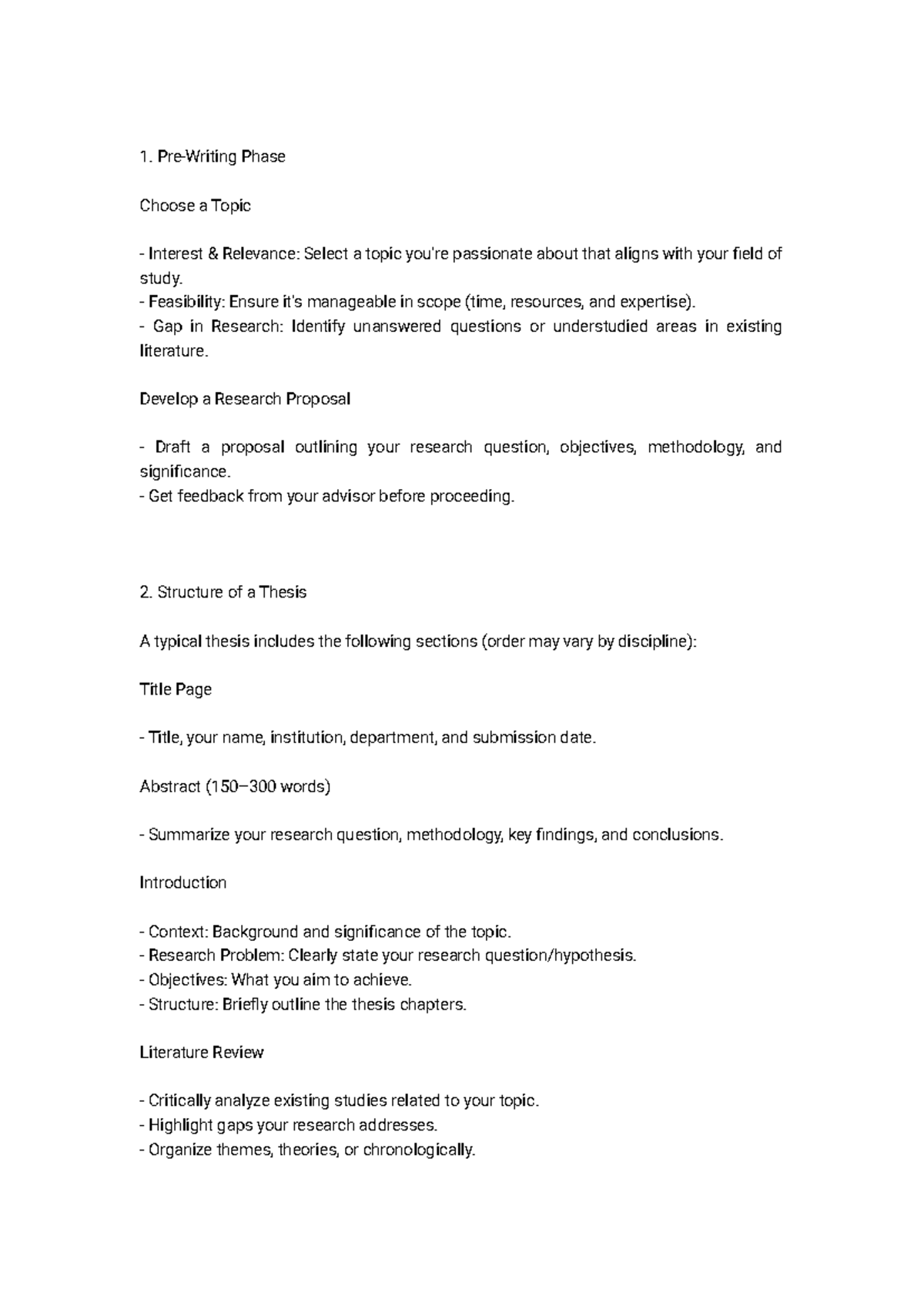 New doc - Guide in writing thesis - Pre-Writing Phase Choose a Topic ...