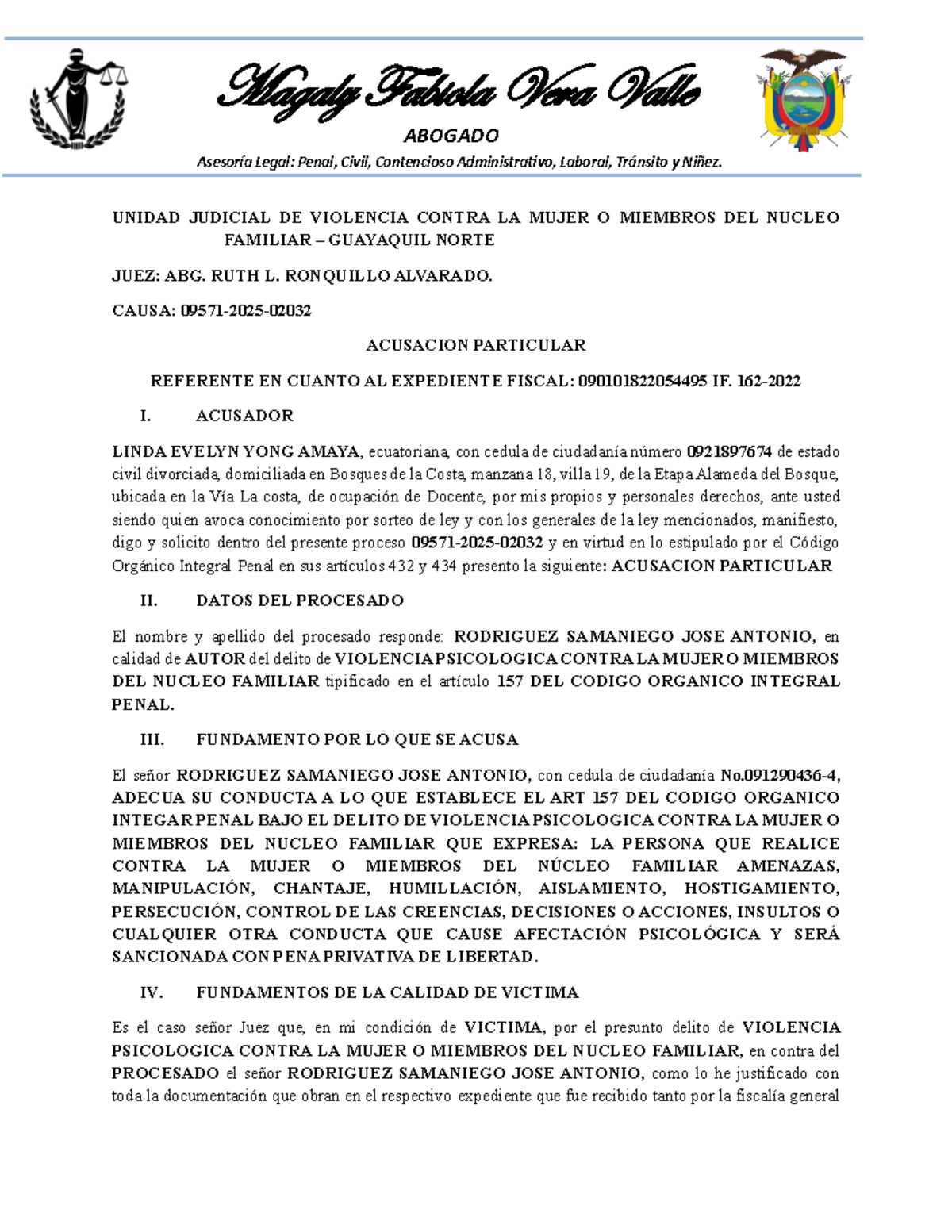 Acusación Particular: Violencia Psicológica en el Caso de Linda Evelyn ...