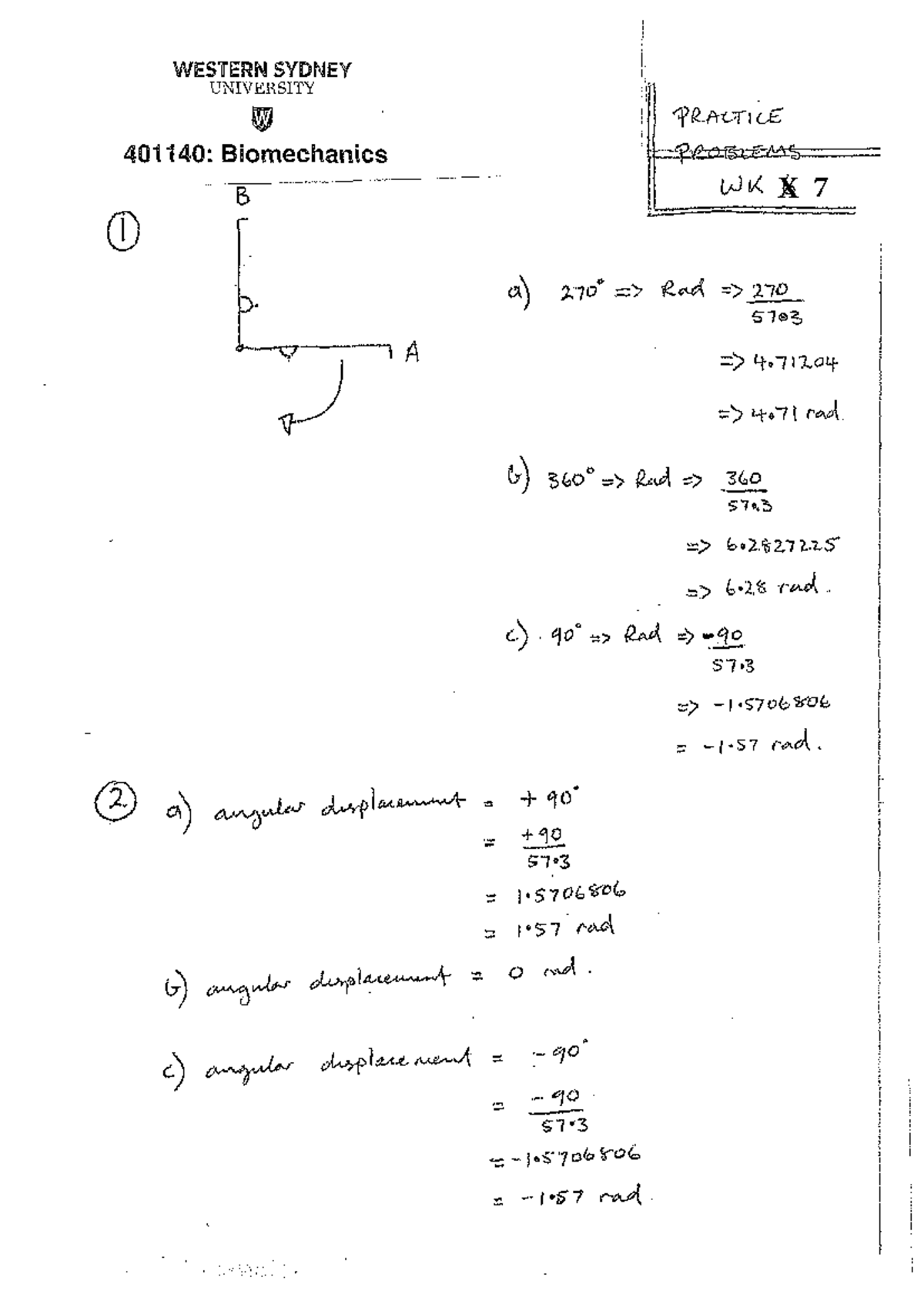 HLTH2003: Biomechanics - Tutorial 06 Practice Qn Solutions 2026 - Studocu