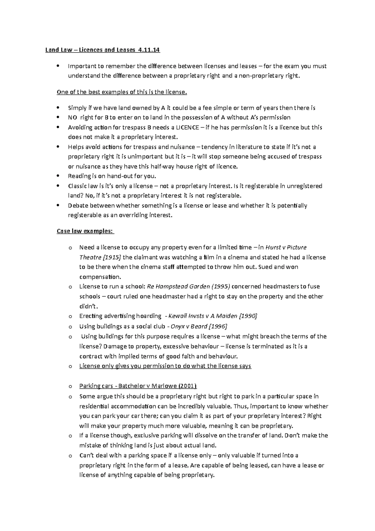 Land Law Lecture Notes (LAW101) - Key Concepts and Frameworks - Studocu