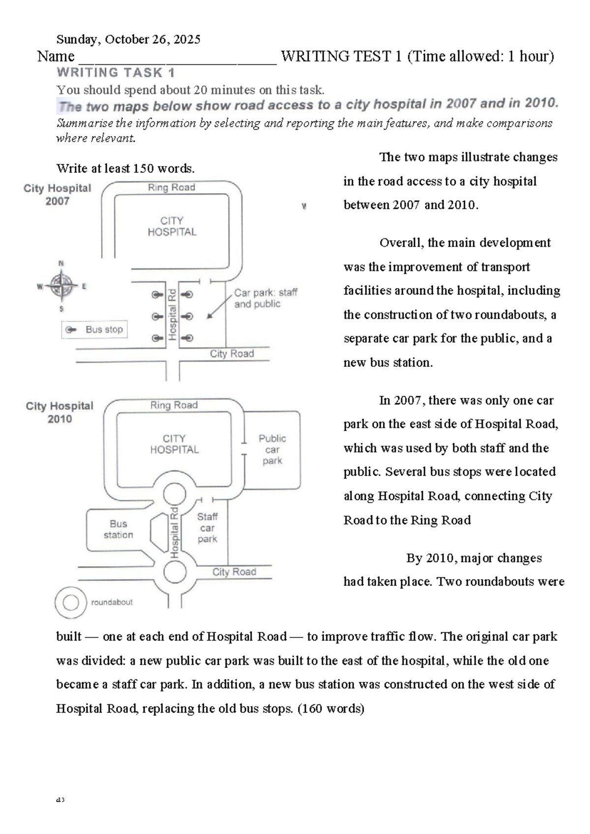 Writing Test 1 Summary: Changes in City Hospital Access (C13) - Studocu