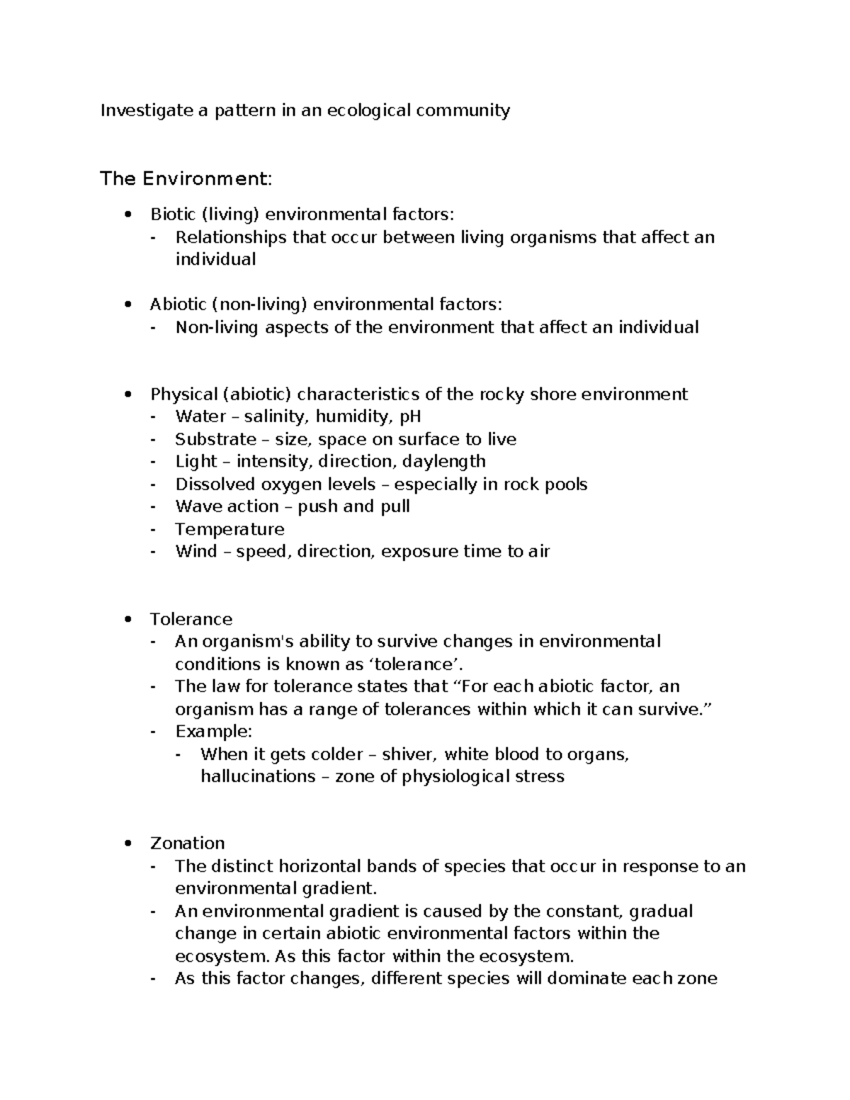 Ecology - 2.6 Notes: Patterns in Ecological Communities - Studocu