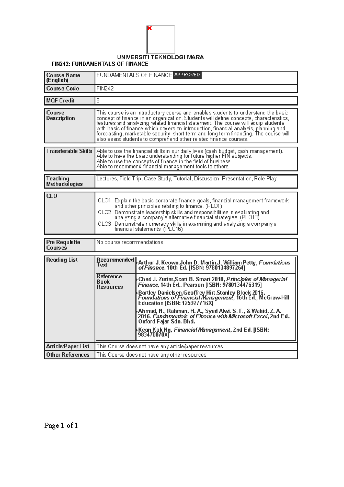 FIN242: Fundamentals of Finance Course Overview and Key Concepts - Studocu