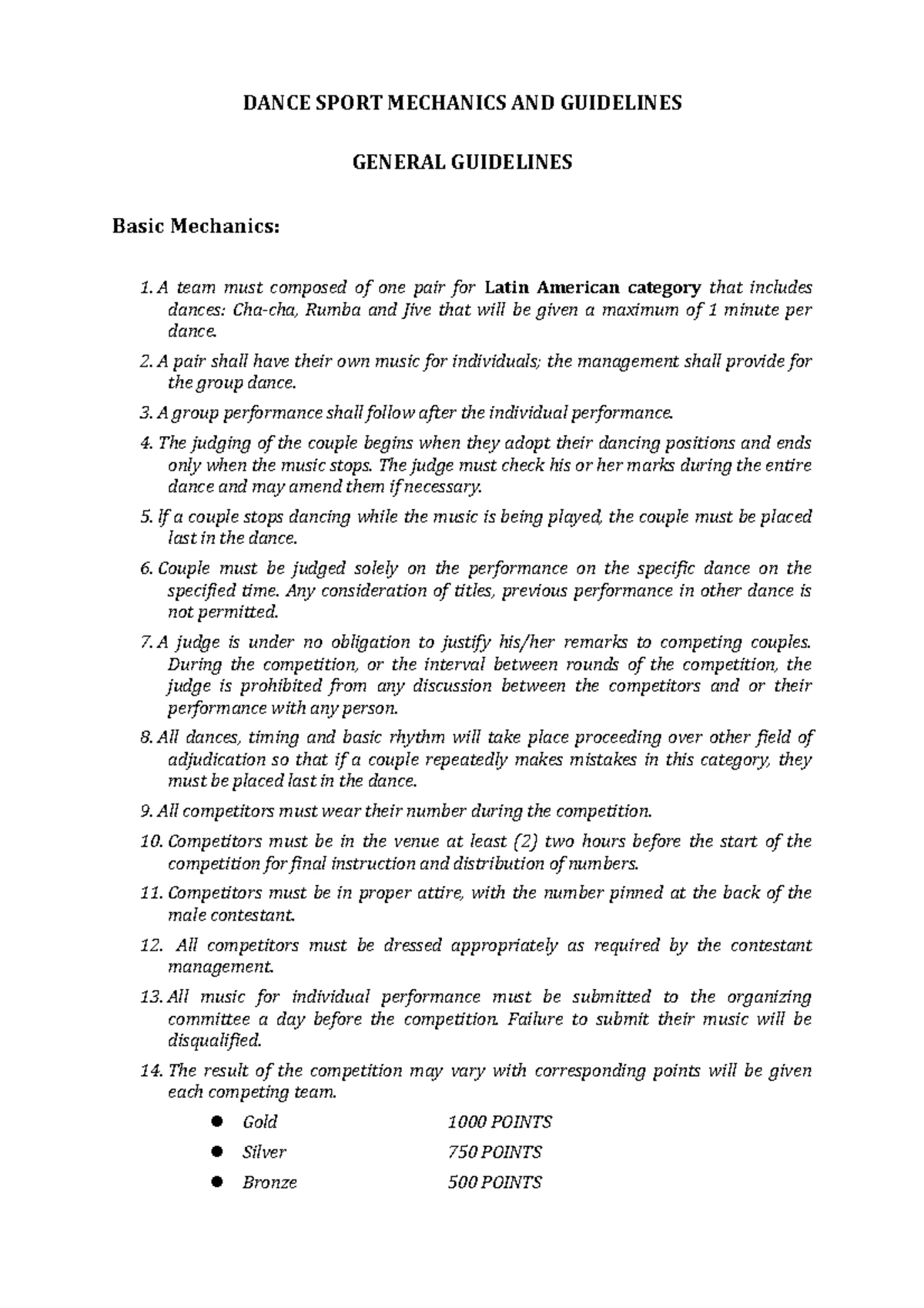 Cheer Dance Competition Guidelines AND Mechanics - CHEER DANCE ...