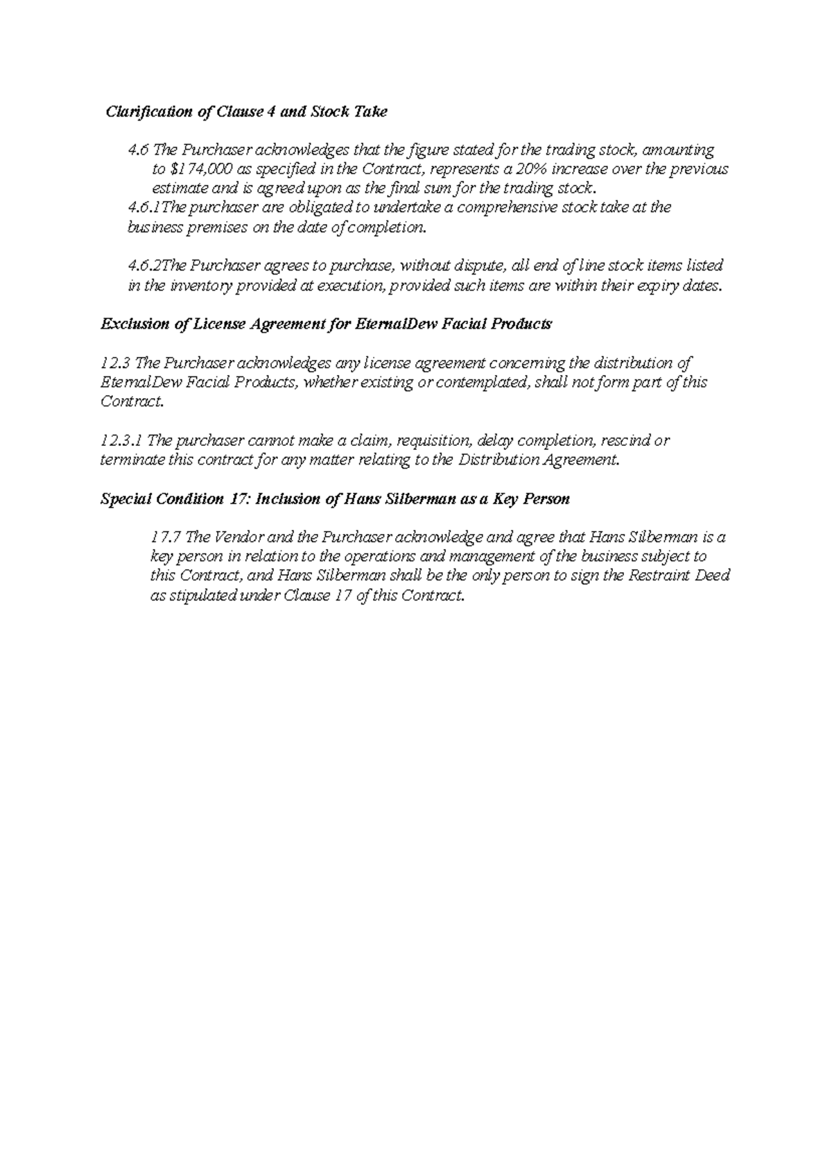 Special Conditions for Sale and Purchase of Business Contracts - Studocu