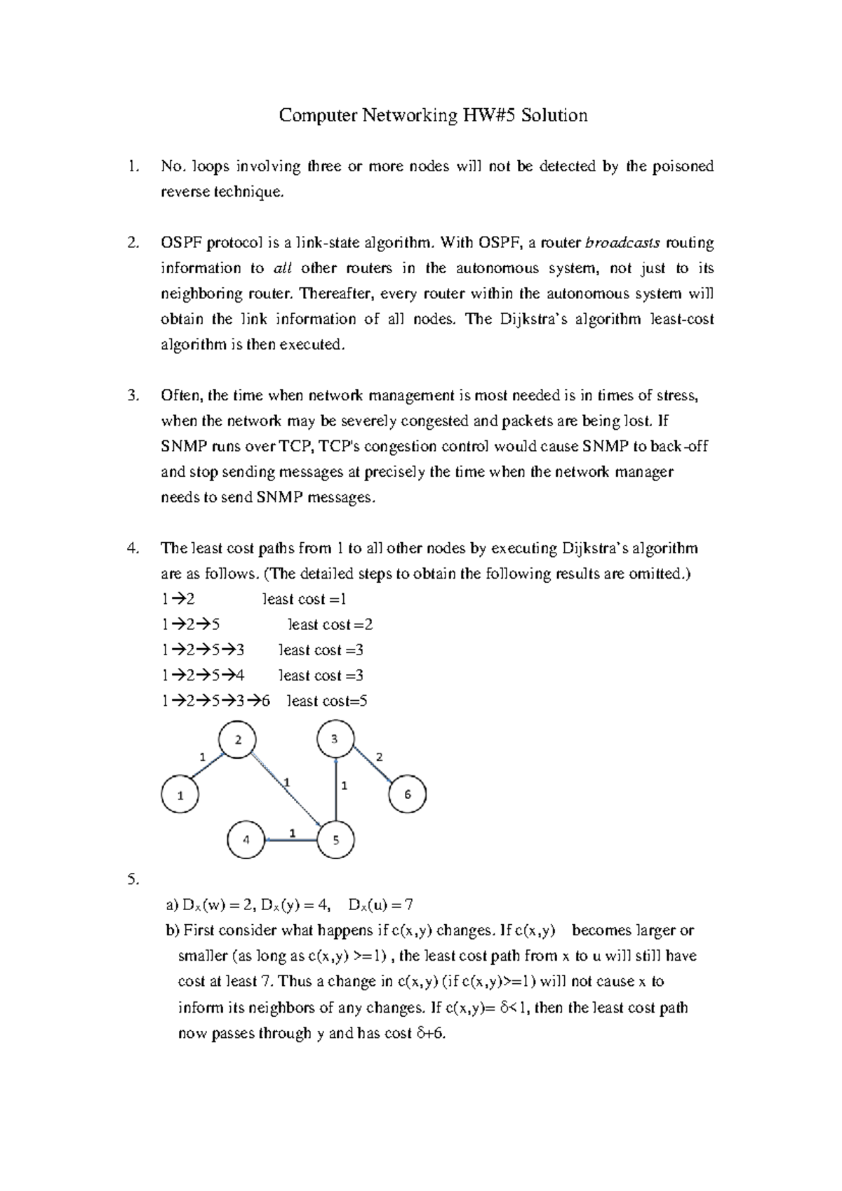 Chapter 5 Homework Solution - Computer Networking HW#5 Solution No ...