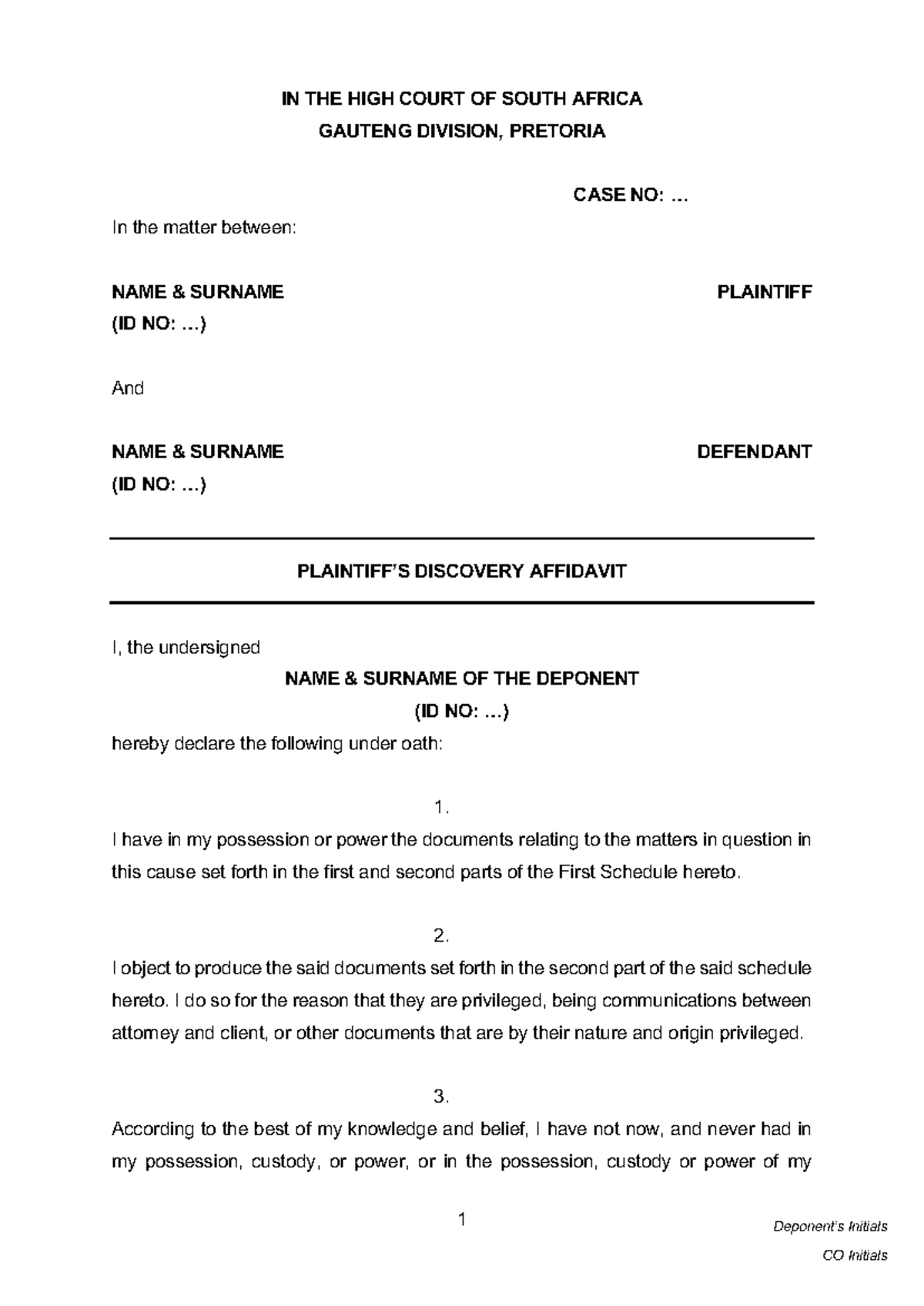 Rule 23: Discovery Affidavit Example for Legal Procedures in SA - Studocu