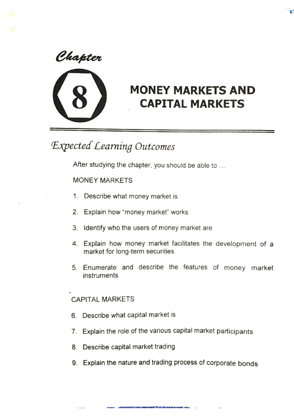 Chapter 8 - USEFULL - Chapter 8 MONEY MARKETS AND CAPITAL MARKETS ...