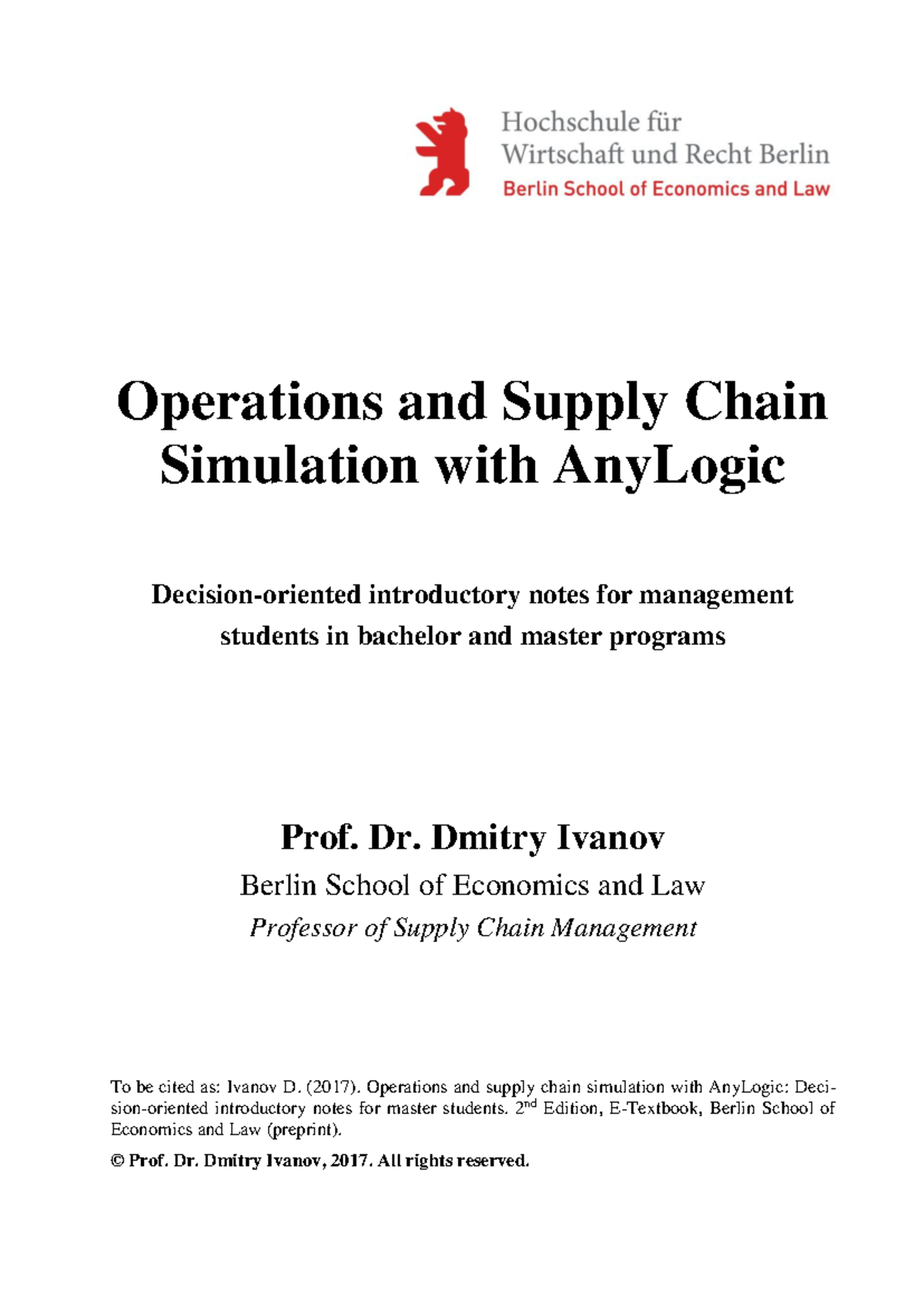 Operations and Supply Chain Simulation with AnyLogic - Ivanov AL 2017 ...