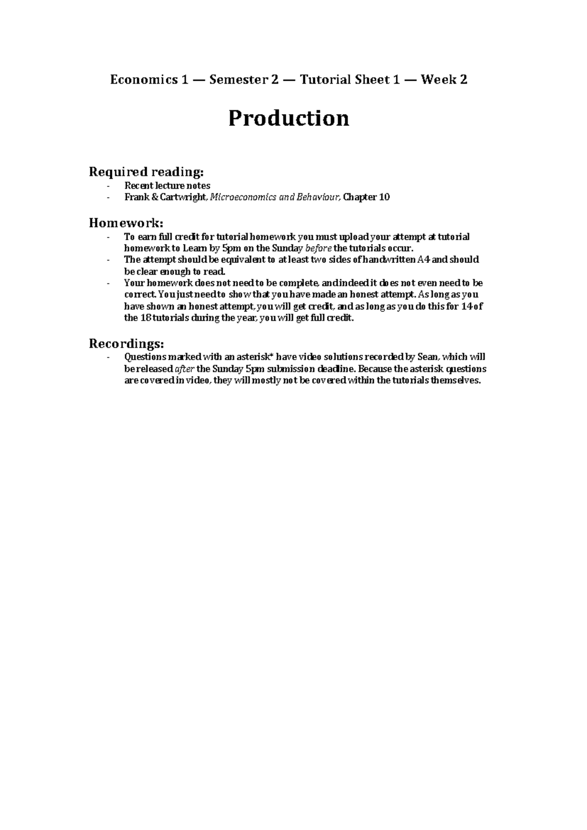 Econ 1 – S2 – W2 – Questions - Economics 1 — Semester 2 — Tutorial ...