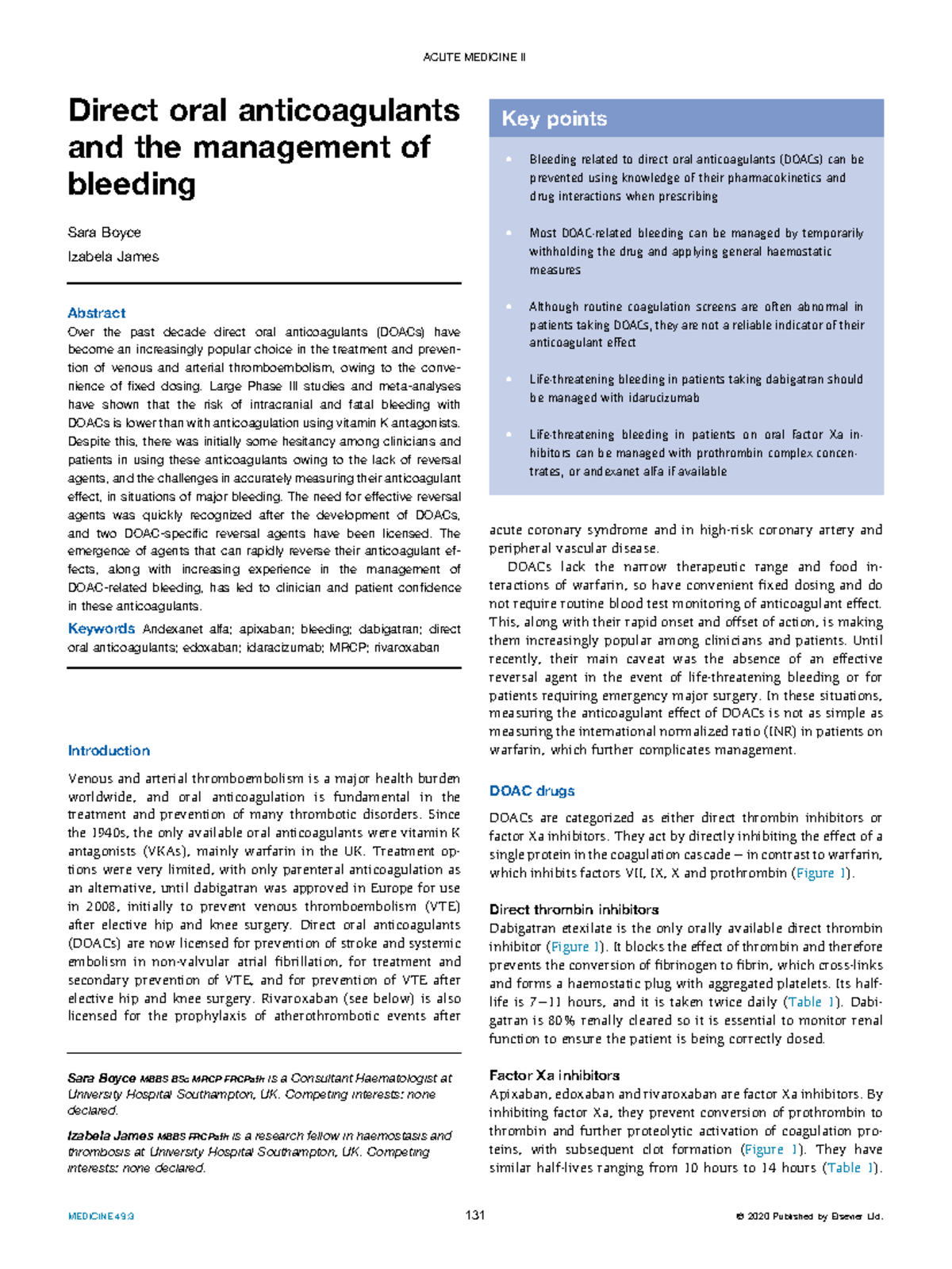 Direct oral anticoagulants and the management of bleeding-1 - Direct ...