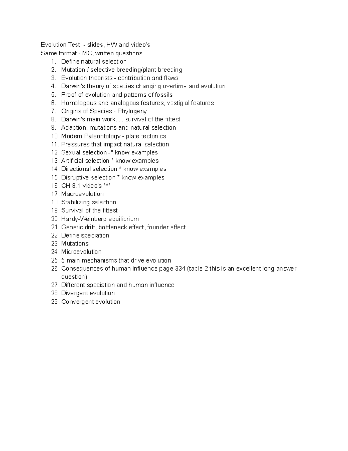 Evolution Ch 7 and 8 Test Review - Evolution Test - slides, HW and ...