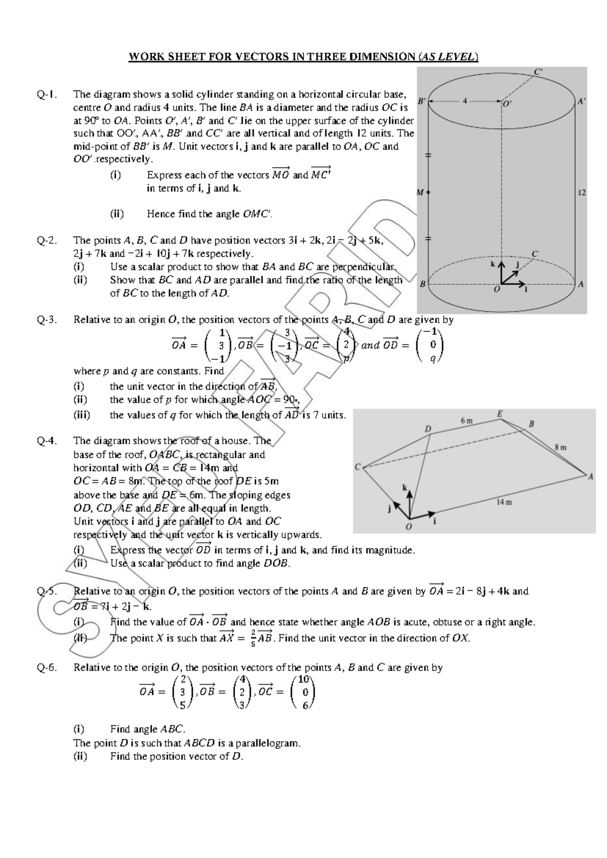 AS Level Vectors Worksheet - Exercises & Solutions (p3) - Studocu