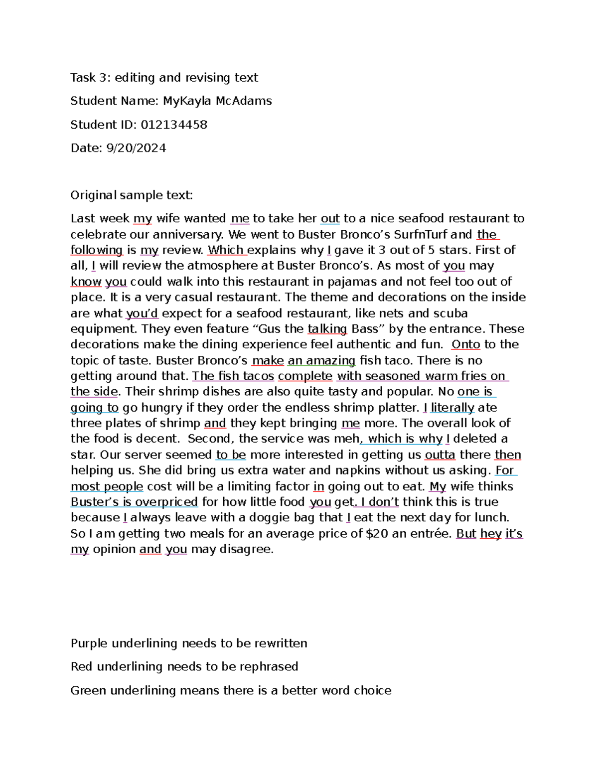 Task 3: Editing and Revising Techniques for Structured Review Writing ...