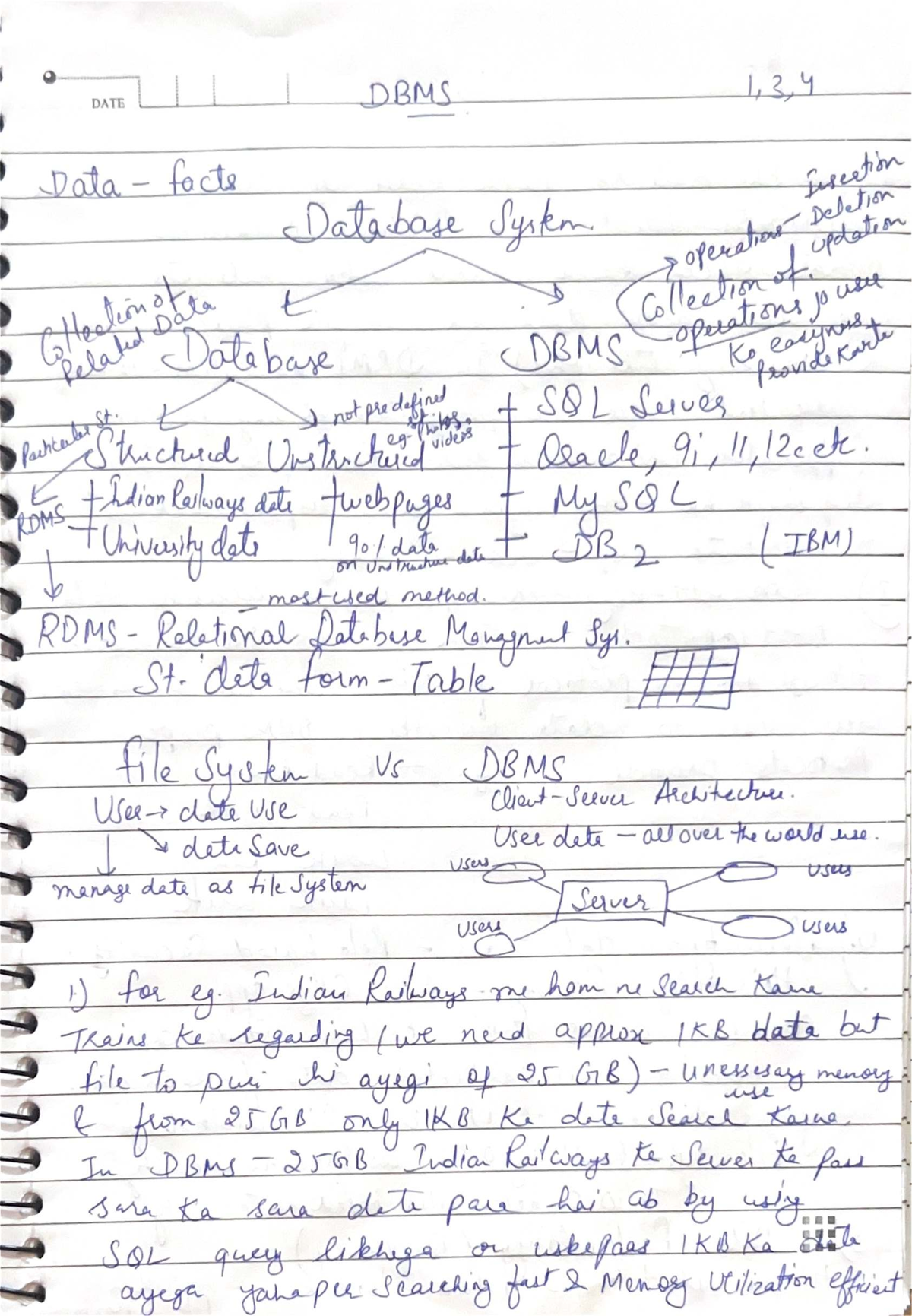 DBMS1 - Comprehensive Notes on Database Management Systems - Studocu
