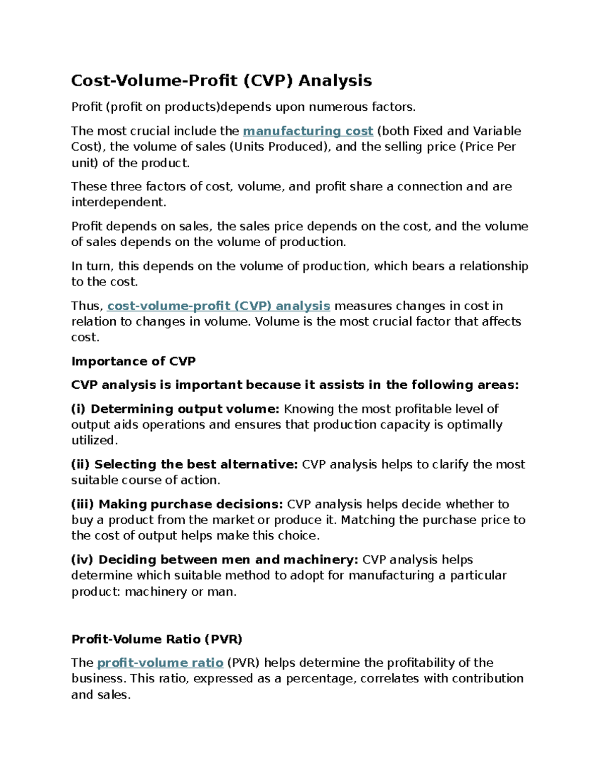 Cost Volume Profit-CVP Analysis and Functional Budget - Cost-Volume ...