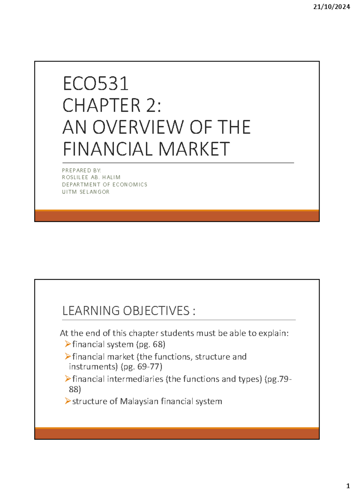ECO531 CHAPTER 2: OVERVIEW OF THE FINANCIAL SYSTEM - Studocu