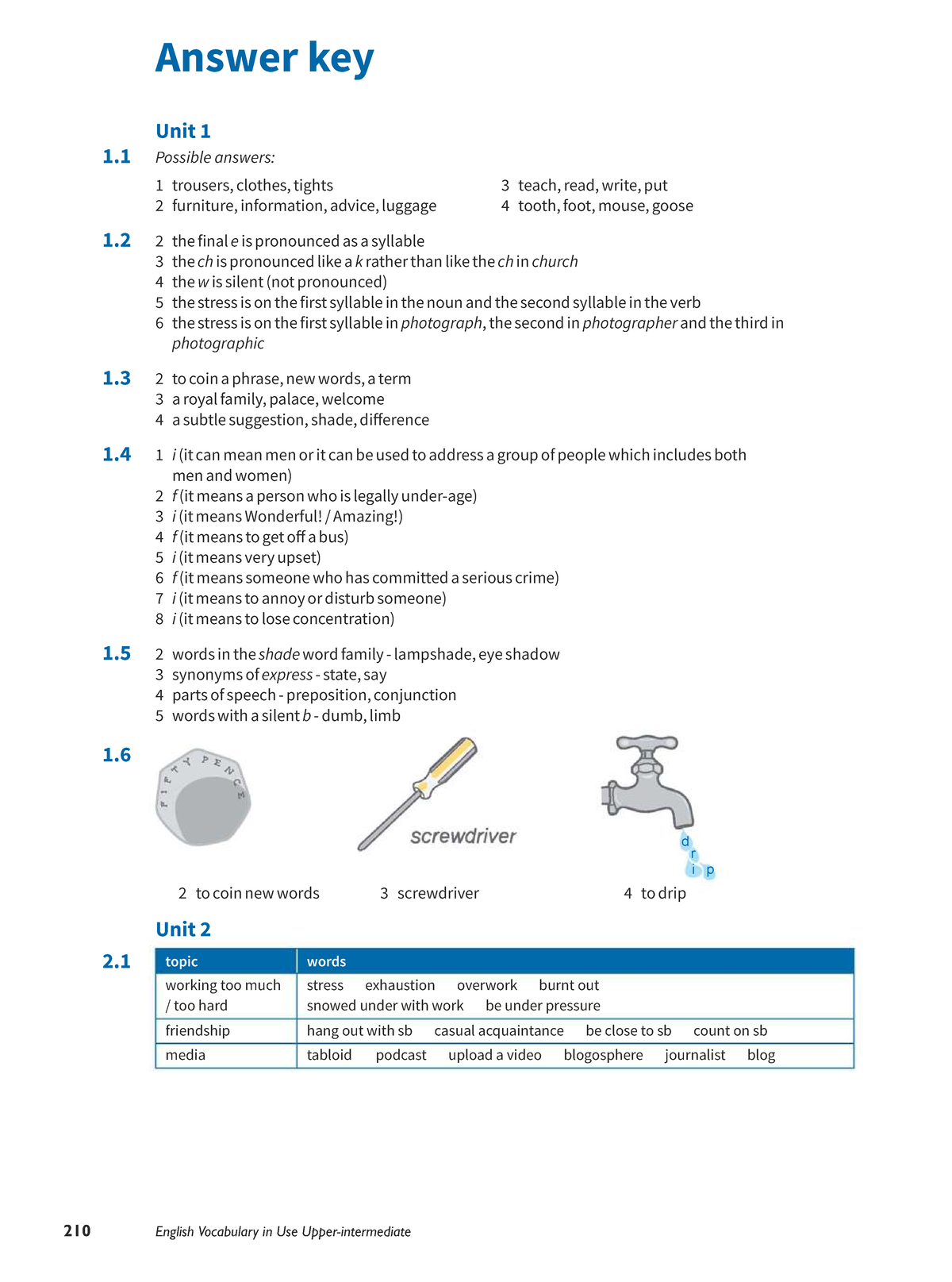 Answer Key for Upper Intermediate English Vocabulary in Use Units 1-43 ...