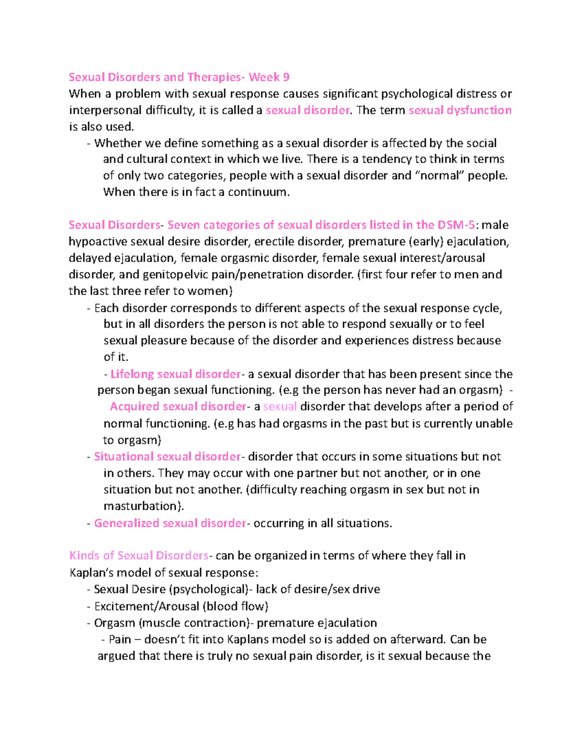 Sexual Disorders and Therapies - Google Docs - Sexual Disorders and ...