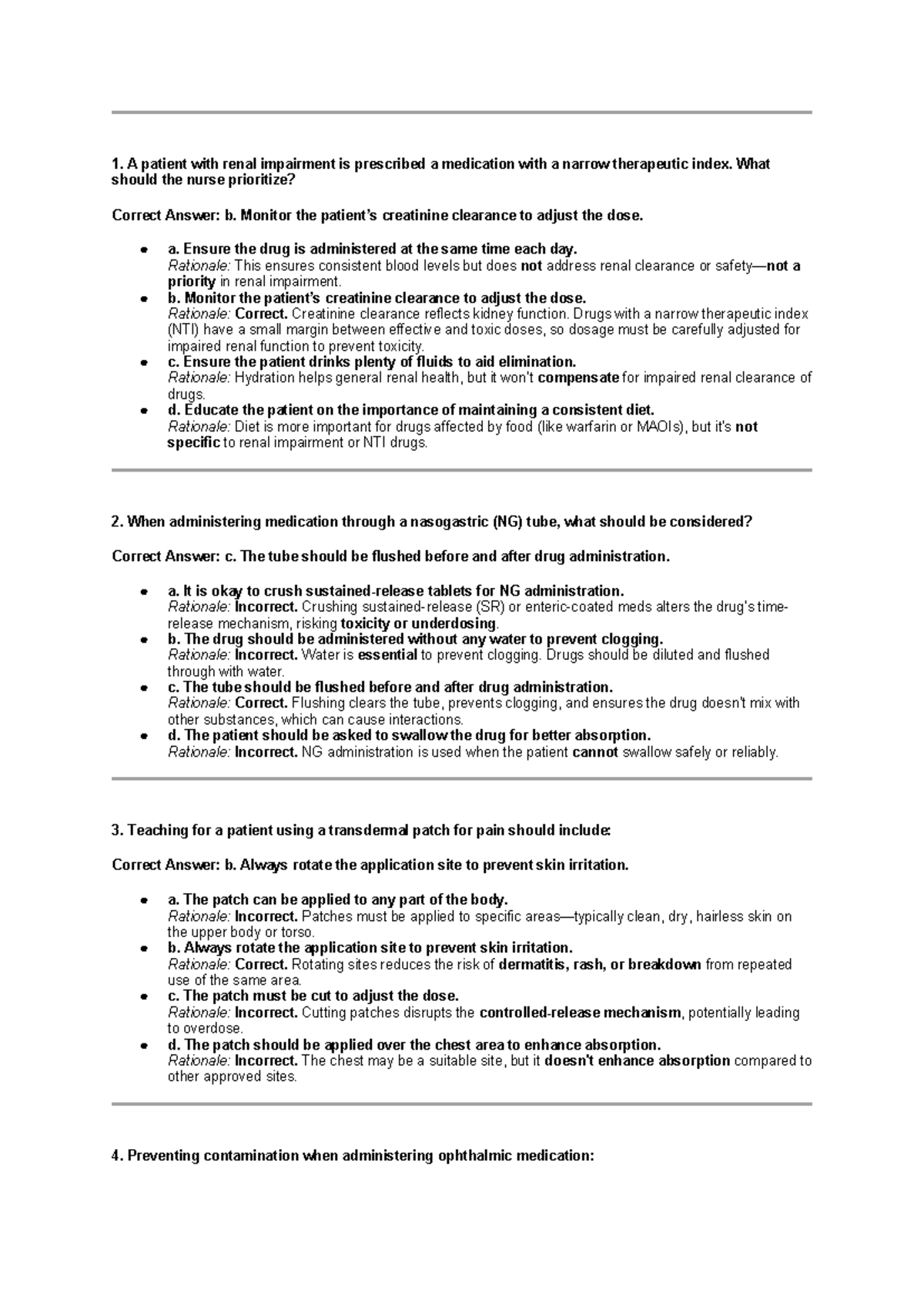 Pharma Rationale Notes for Nursing (NUR 101) - Key Medication ...