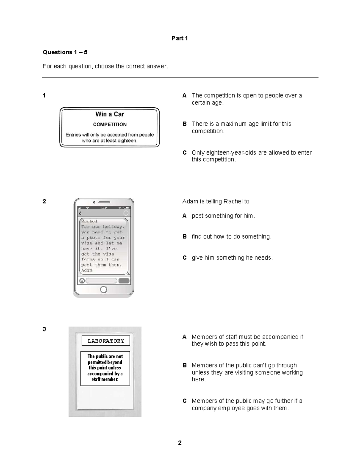 Part 1 Questions 1-5: Reading Comprehension Practice - Studocu