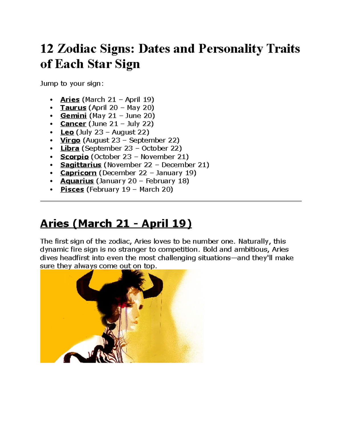 12 Zodiac Signs: Dates & Traits of Each Sign - Studocu