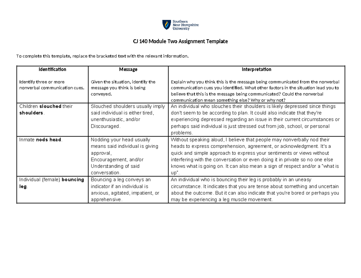 2-3 Module Two Assignment - CJ 140 Module Two Assignment Template To ...
