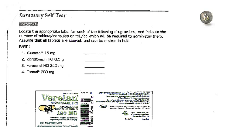 Med Math Labels Summary: Self-Test for Drug Orders - Studocu