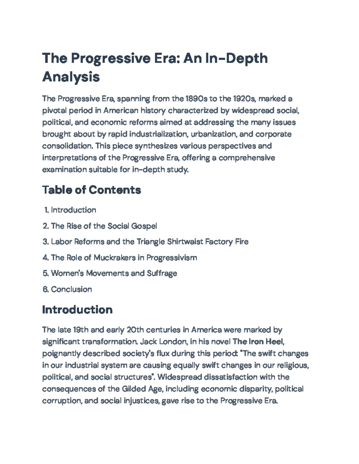 The Progressive Era: Social Changes and Reforms (Course Code) - The ...