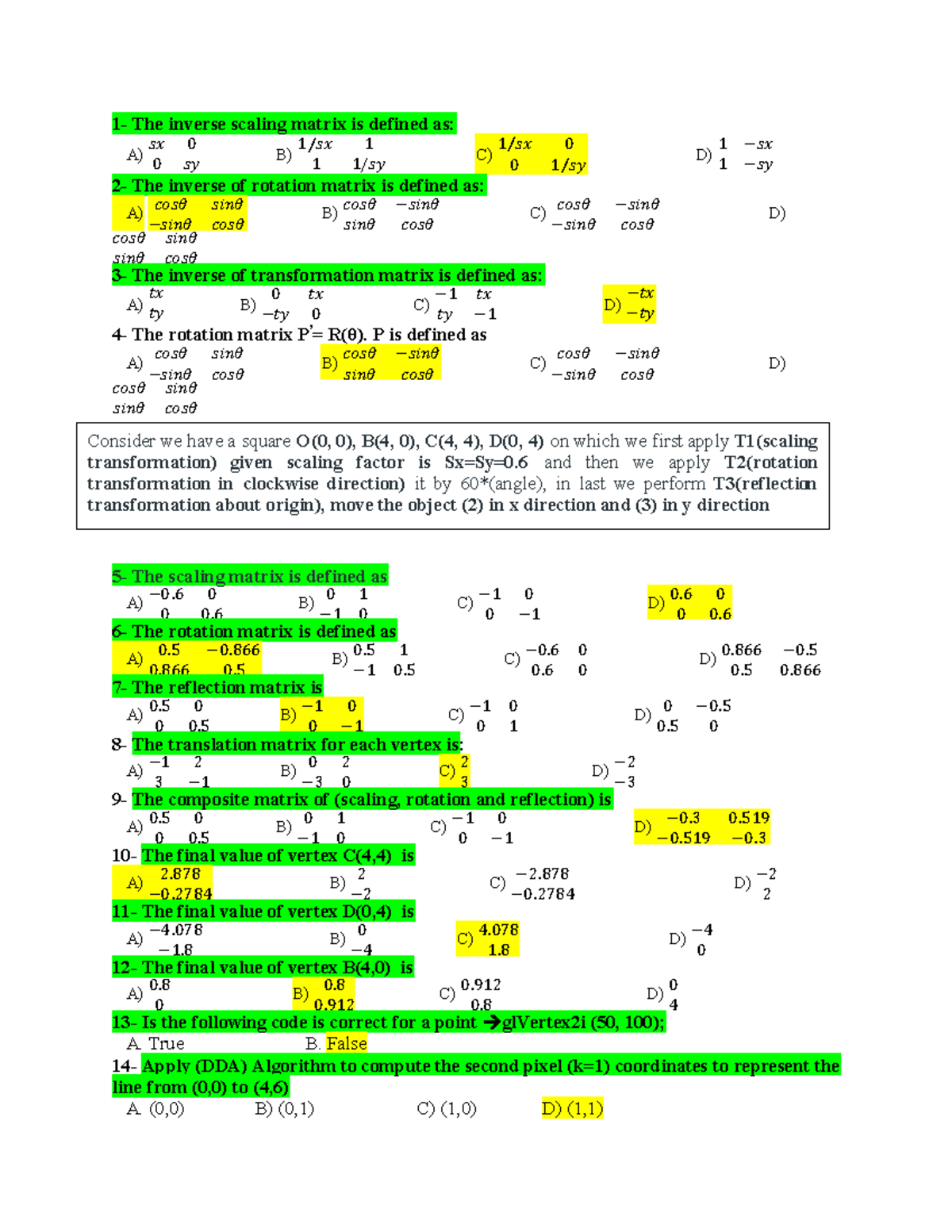 MCQ for Final Exam 2026 - Computer Graphics Concepts - Studocu