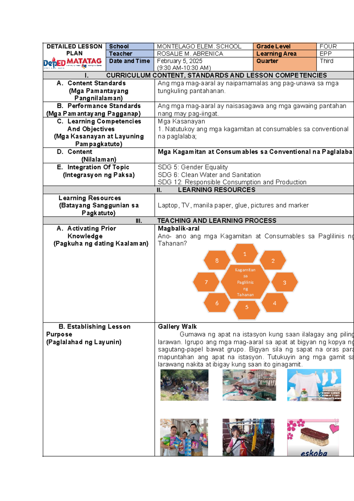 Lesson Plan for EPP 3rd Grade COT - Montelago Elem. School - Studocu