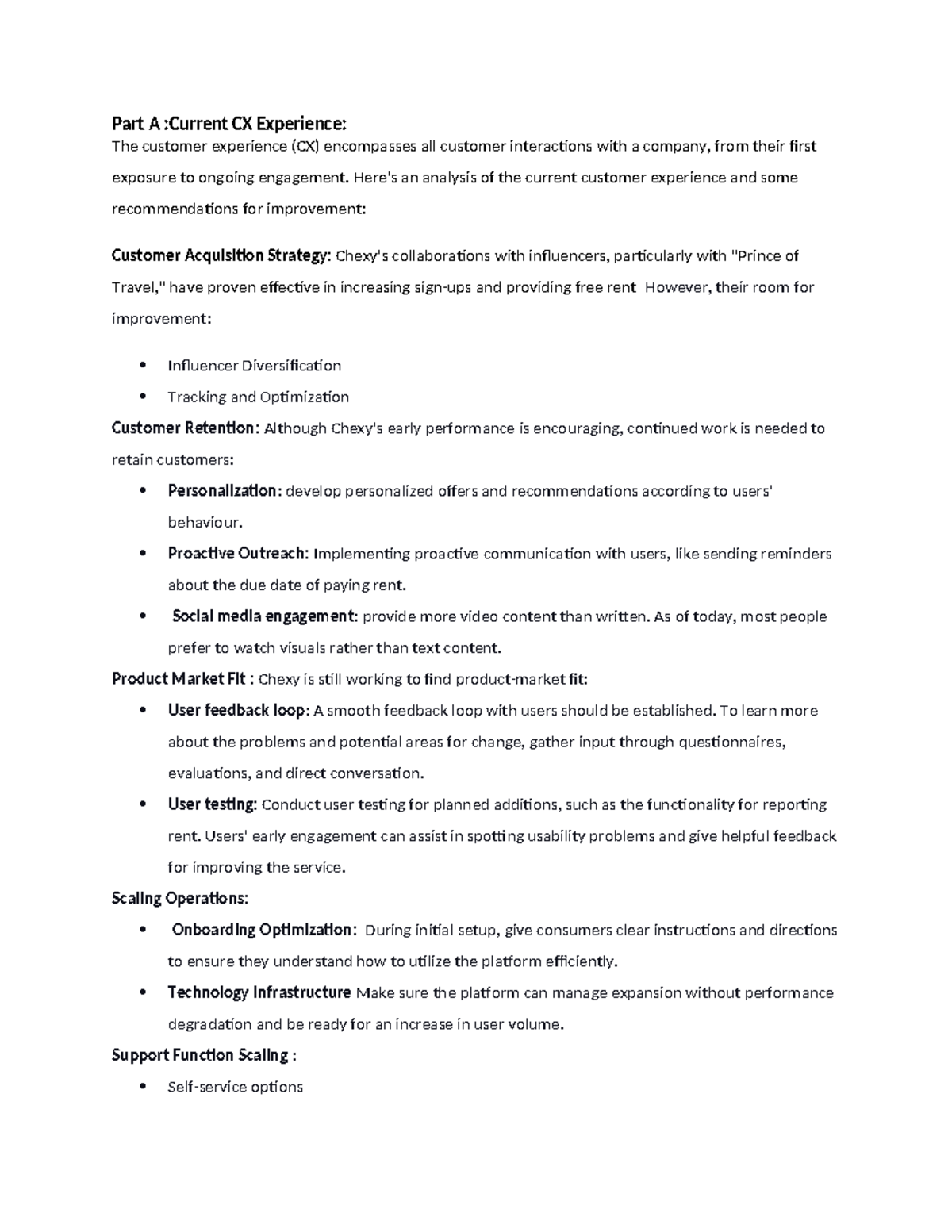 Chexy CX Improvement Assignment: Analysis & Recommendations - Studocu