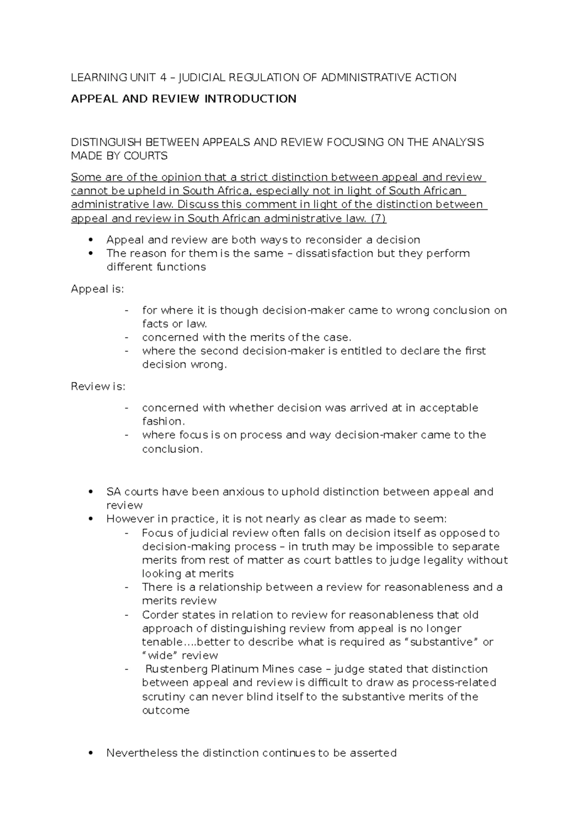 PRAL LU9 - Key Concepts and Procedures in Judicial Review Notes - Studocu