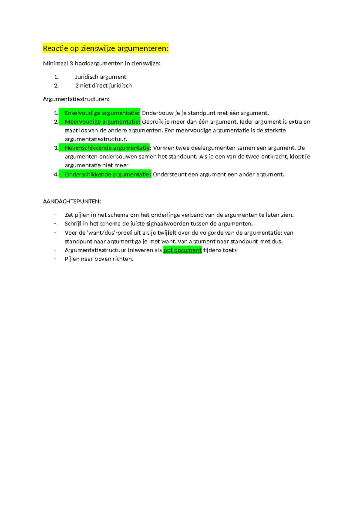 Argumenteren: Hoofdargumenten en Structuren voor de Toets - Studeersnel