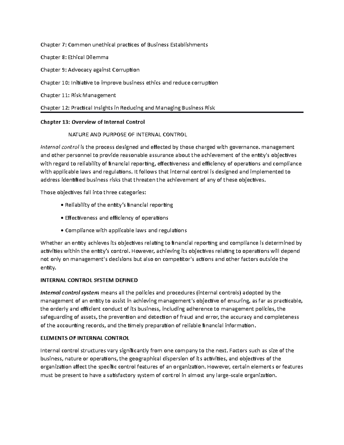 Chapter 14-17: Governance, Business Ethics, and Risk Management - Studocu