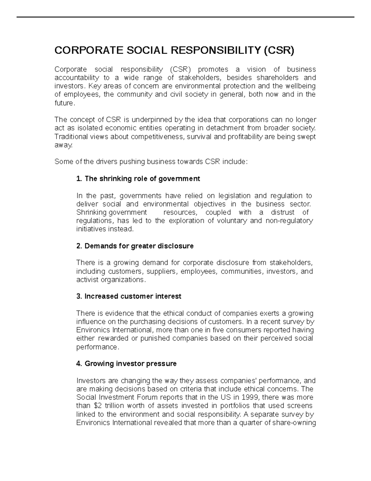 Corporate Social Responsibility (CSR) - CORPORATE SOCIAL RESPONSIBILITY ...