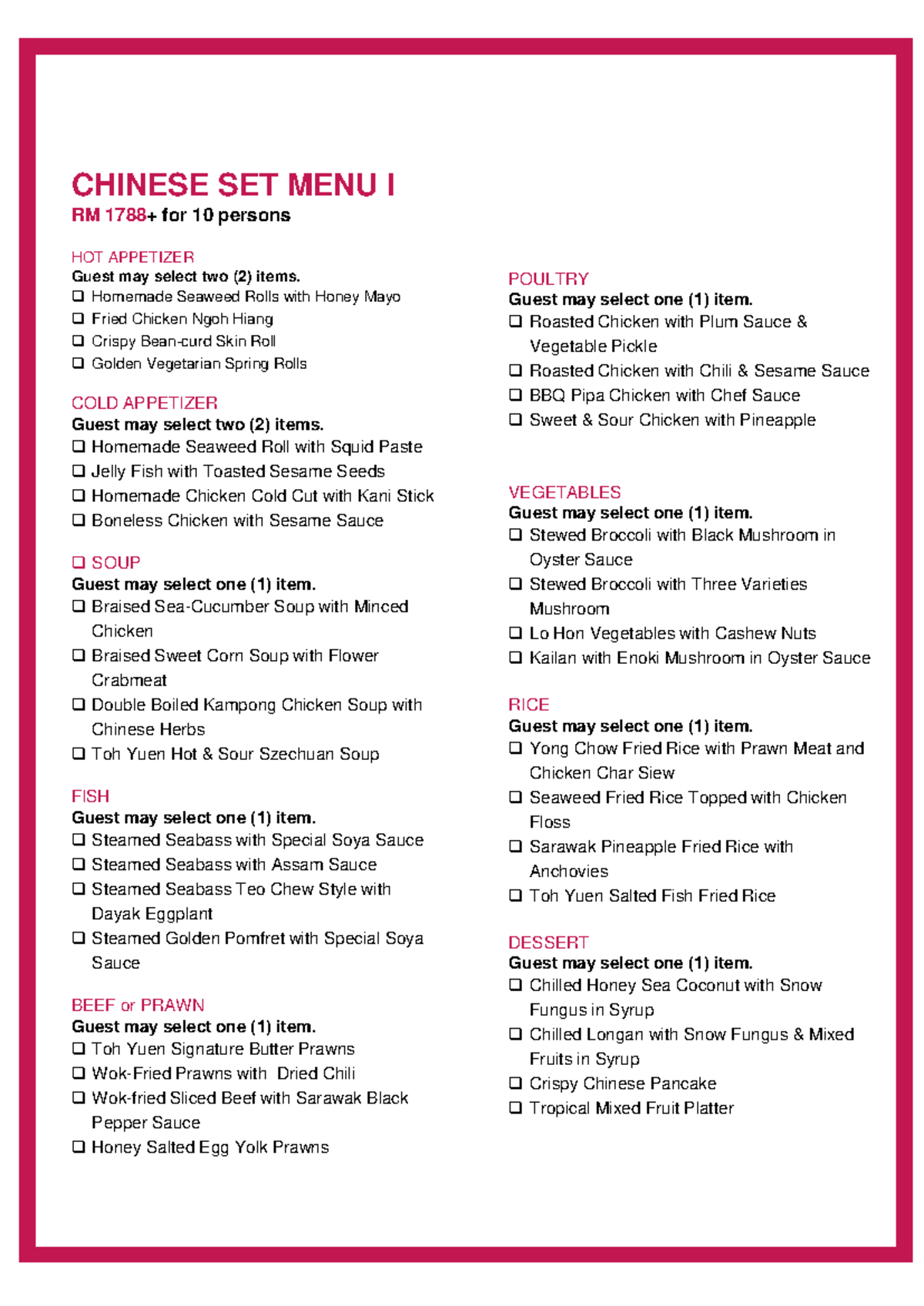 Chinese Banquet Menu 2026 - Set Menus for 10 Persons - Studocu