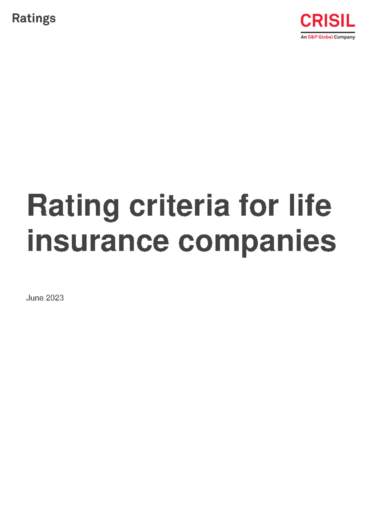 Crisil Ratings Criteria for Life Insurance Companies - June 2023 ...