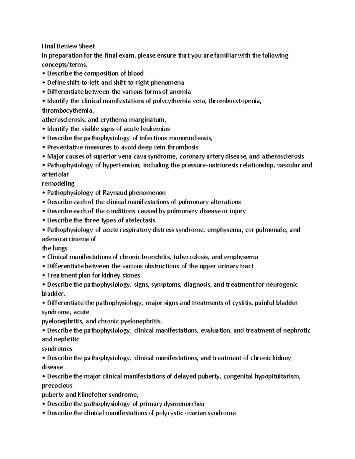 Patho 300 Final Exam Study Guide: Key Concepts & Terms Review - Studocu