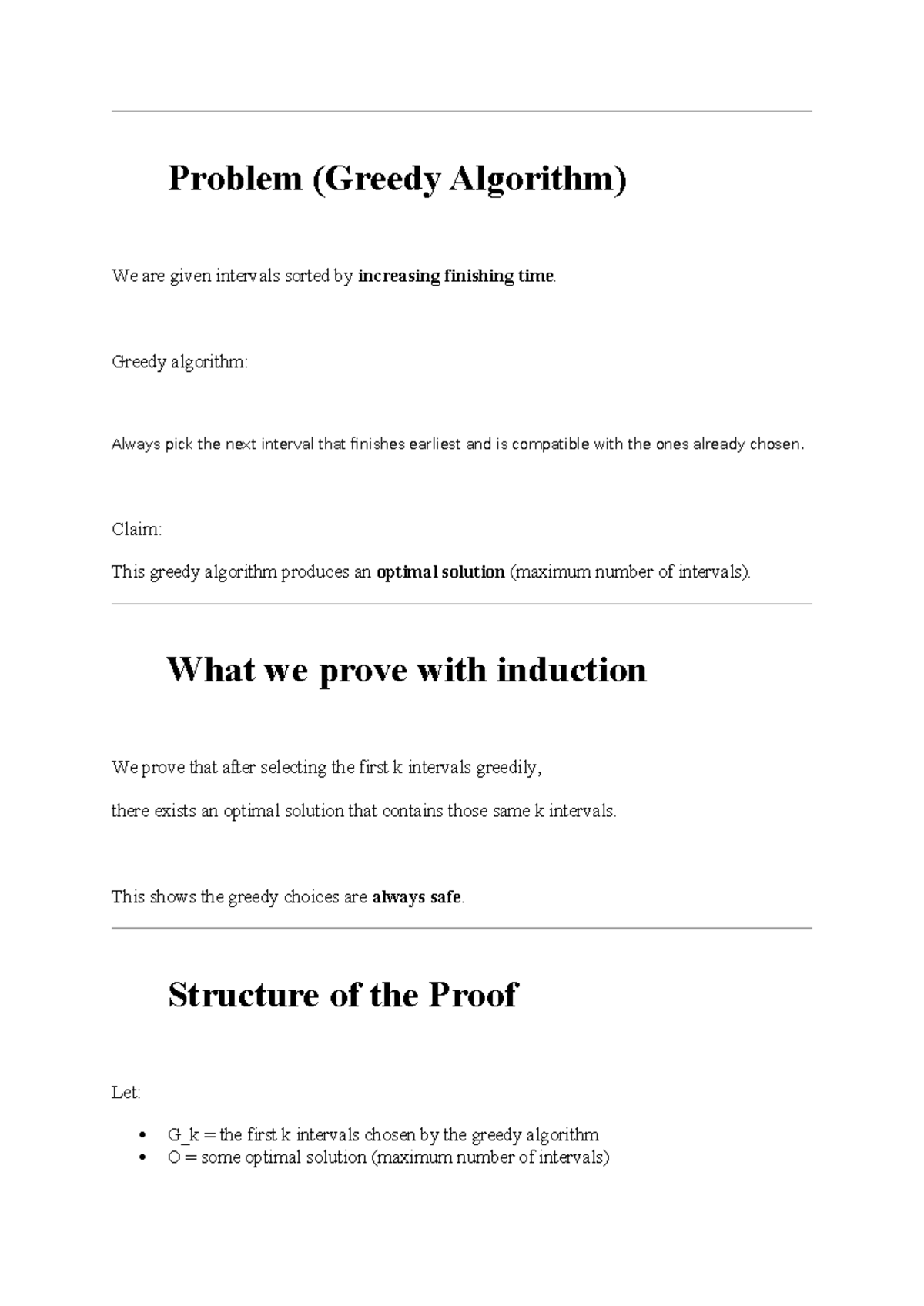 Greedy Algorithm Proof for Interval Scheduling (CS101) - Studocu