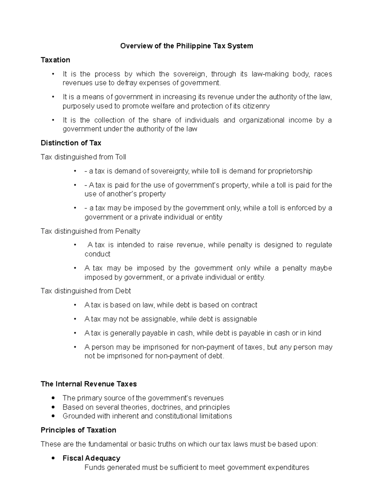 Philippine Taxation System: Comprehensive Overview and Insights - Document Preview