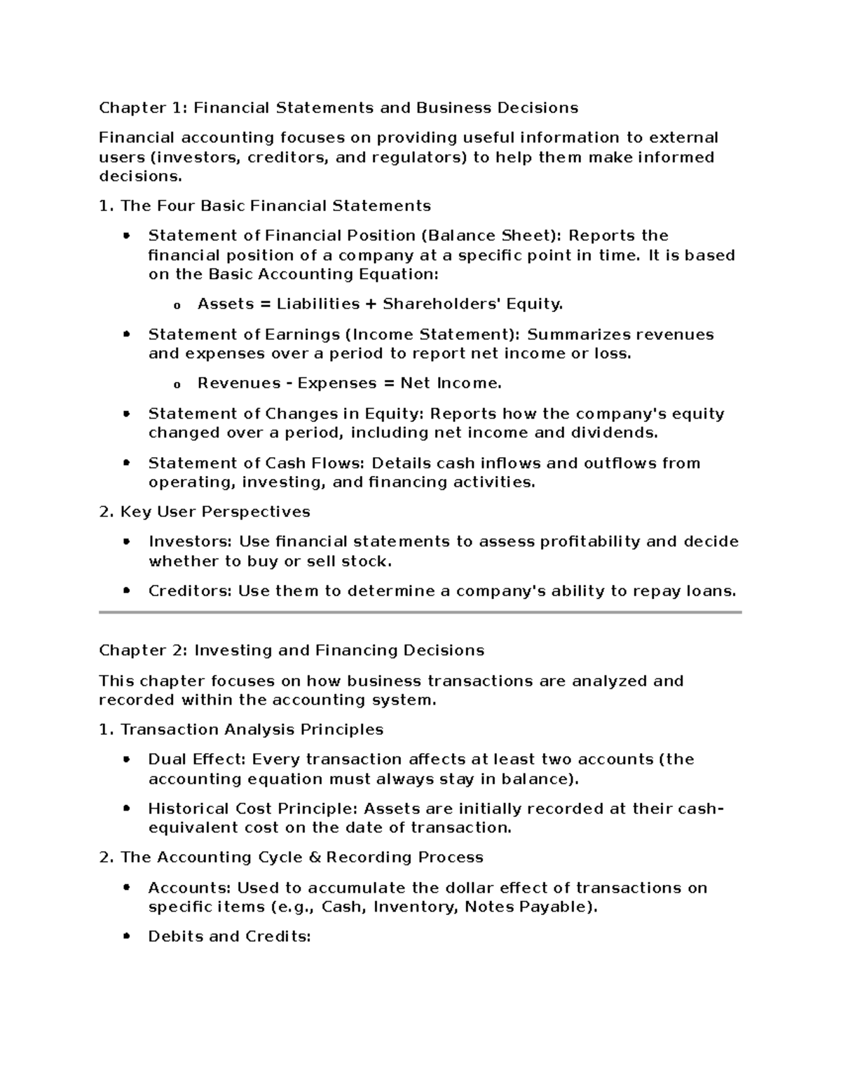 Comm 217: Chapter 1 - Financial Statements & Business Decisions - Studocu