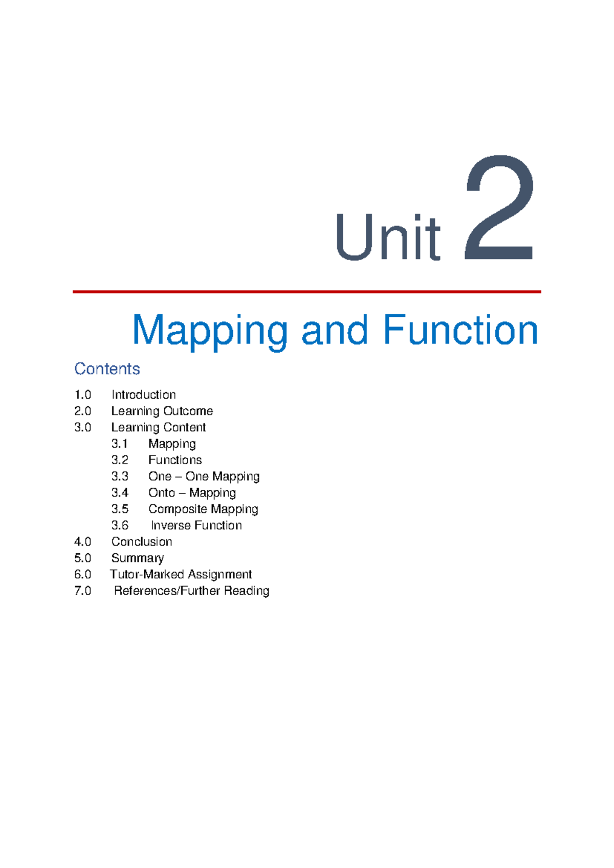 MTH 101 Unit 2 - Mapping and Functions Study Guide - Studocu